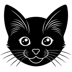 a kitte face silhouette vactor illustration