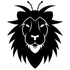 a simple lion head silhouette vector illustration