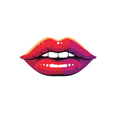 Colorful lips illustration with red and purple hues