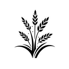 Minimalist Wheat Stalks Icon in Black and White