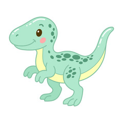 Cute baby T-Rex dinosaur illustration in soft green color and round features, perfect for kid themes