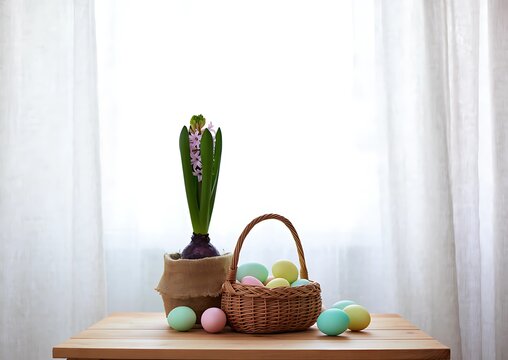 spring flowers in a basket