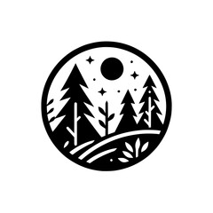 Minimalist Black & White Forest Circle Logo Design