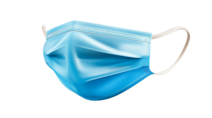 Blue protective face mask against virus and bacteria, cut out transparent