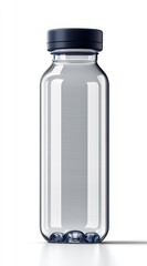 Elegant transparent water bottle showcasing sleek design and vibrant blue cap for refreshing beverages : Generative AI