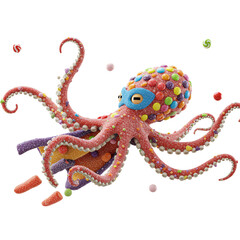 Obraz premium Colorful Candy Octopus Superhero in Flight