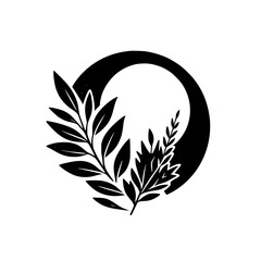 Black & White Leafy Circle Logo Design