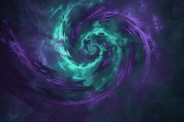 Fototapeta premium Glowing supernatural eye of a tornado radiating eerie green and purple hues as it distorts the atmosphere