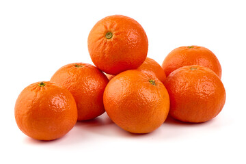 Fresh tangerines, isolated on white background.