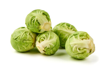 Fresh Brussels sprouts isolated on white background.