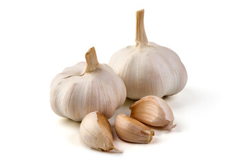 Fresh garlic, isolated on white background.
