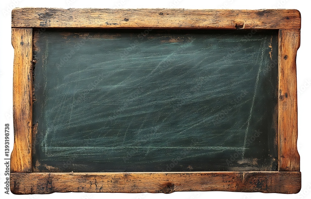 Poster Old Vintage Chalkboard with Wooden Frame Rustic School Blackboard Texture : Generative AI