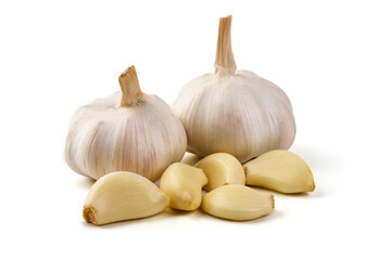 Fresh garlic, isolated on white background.