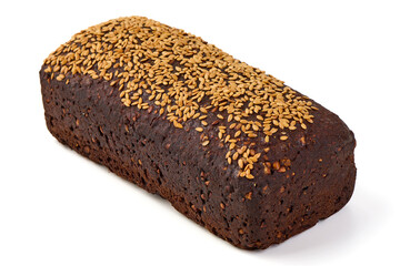 Rye bread with seeds, isolated on white background
