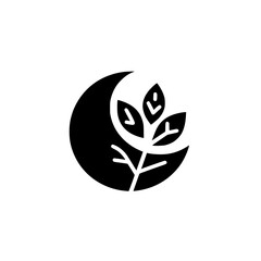 Minimalist Black Plant Leaf Logo Design on White, Modern and Organic