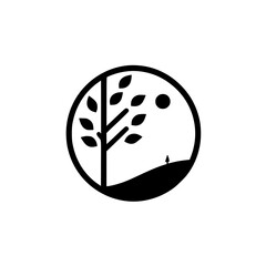 Minimalist Black and White Illustration of Nature and Solitude