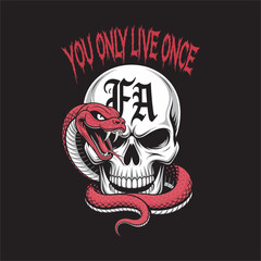 skull with a red rose