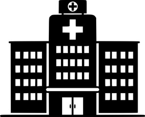 Obraz premium Hospital building silhouette vector, Hospital icon symbol 
