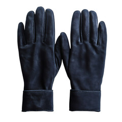 Stylish Touchscreen Gloves in Deep Navy Suede Isolated on Transparent Background