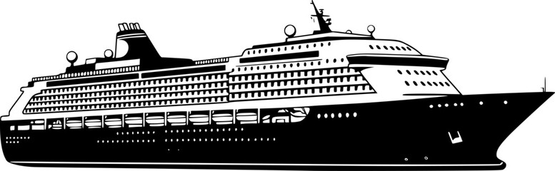 Obraz premium cruise ship icon, cruise ship silhouette vector illustration 