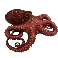 Fototapeta premium Detailed 3D Render of a Vibrant Red Octopus