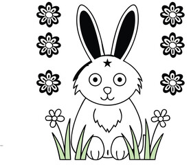 Easter coloring book for children with rabbit and Easter eggs
