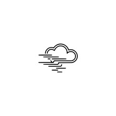 Minimalist Cloud Icon with Wind Lines on White Background