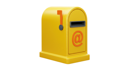 Isolated Yellow Mailbox with At Sign
