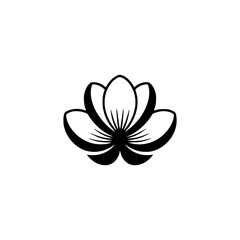 Minimalist Black Lotus Flower on White Background