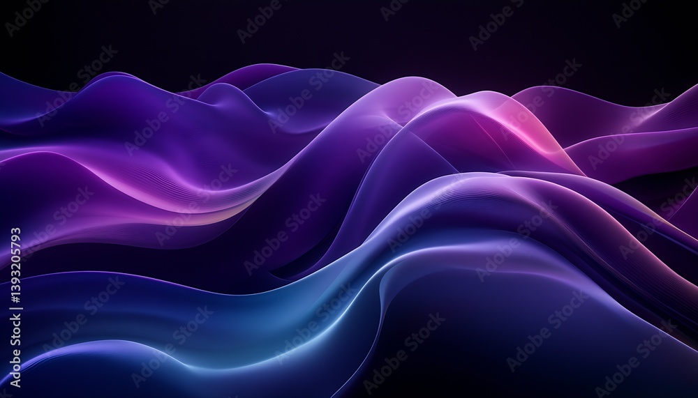 Fototapete An elegant arrangement of flowing waves in various shades of pink and blue which creates a sophisticated abstract effect : Generative AI