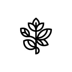 Modern Minimalist Black and White Leafy Branch Logo Design
