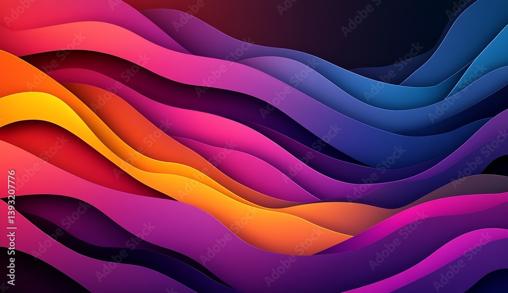 Poster Mesmerizing Abstract Flow of Vibrant Colors Showcasing Rich Purple and Orange Curves : Generative AI