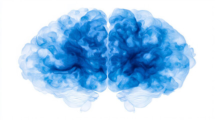 digital illustration of brain made of swirling blue patterns, evoking sense of creativity and complexity. abstract design highlights intricate nature of thought