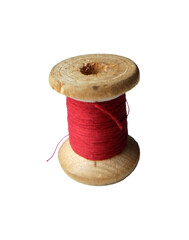 isolated vintage red cotton thread