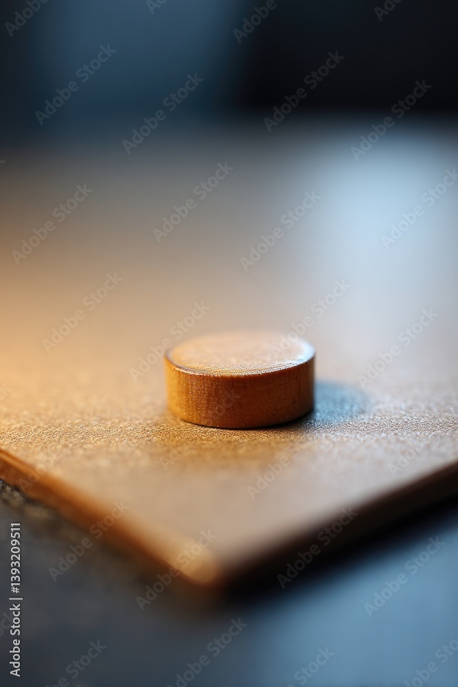 Poster plain and empty game board with single token placed off-center illuminated by soft focused light