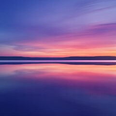 Fototapeta premium image of a calm lake at dusk reflecting a vibrant multicolored sky isolated on a plain background 