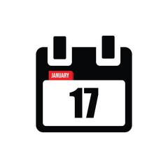 calender icon, 17 january icon with white background