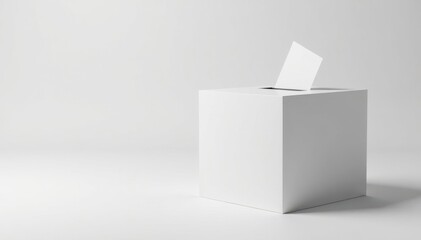 Single ballot box, isolated on white backdrop , voting booth, legislature, outcome