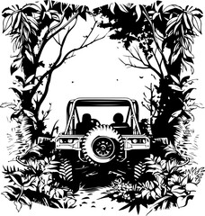 Obraz premium utv, car, auto, automobile, vector, vehicle, illustration, sport, transportation, transport, silhouette, cartoon, vintage, race, speed, wheel, design, motor, black, toy, classic, drawing, fast, road, 