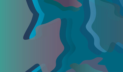 Abstract Wavy Camouflage Pattern in Teal and Purple Tones, Abstract camouflage-style pattern featuring wavy shapes in shades of teal, blue, and muted purple. Organic design with smooth transitions.