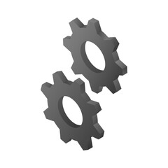 Vector illustration. Isometric gears are isolated on a white background. Isometric icon for your projects.
