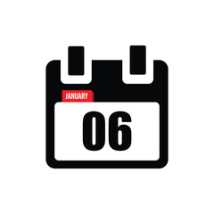 calender icon, 06 january icon with white background