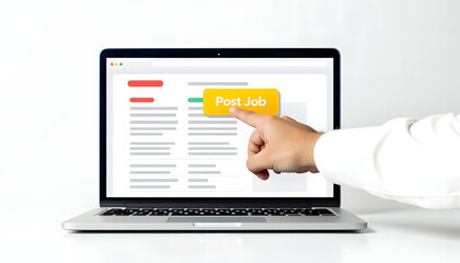 Fototapeta premium Clicking “Post Job” button on recruitment website interface