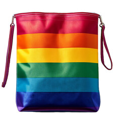 un bolso de mano colorido arcoiris, aislado, sobre fondo blanco, mockup