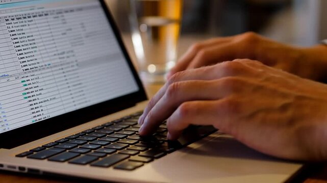 Close-up of hands typing on laptop keyboard, highlighting digital work and communication