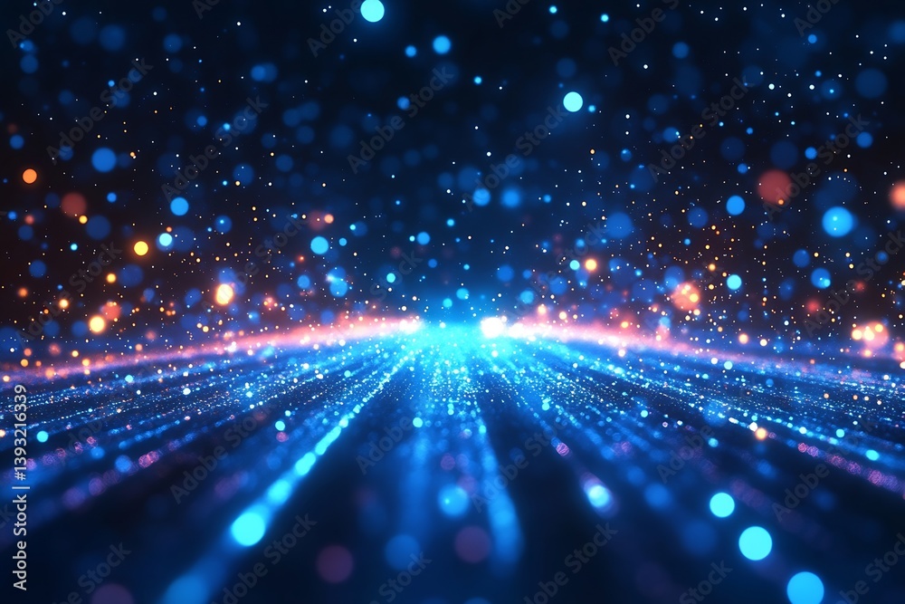 Aufkleber Abstract Bokeh Lights Background with Blue and Orange Gradient Festive Glitter Effect for Celebrations and Holiday Design : Generative AI