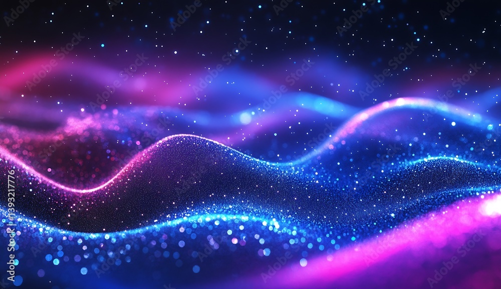 Fototapete Dazzling closeup of textured waves in rich blue and pink with sparkling accents creating a serene and artistic visual experience : Generative AI