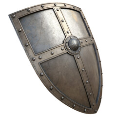 Old silver metal medieval shield icon for knight protection