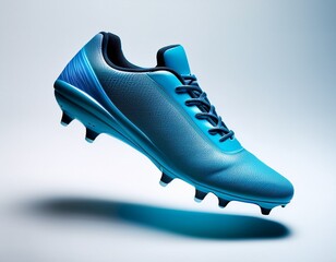 Blue soccer or football shoe or shoes, white background