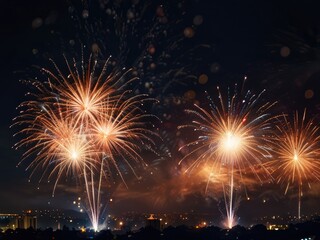 Realistic fireworks animation for celebrations, festivals and holiday themes